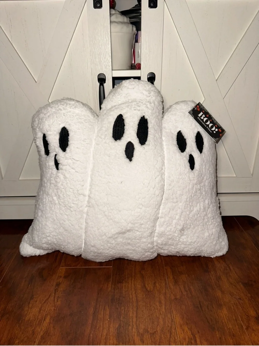 White Plush Ghost Trio Decorative Pillow